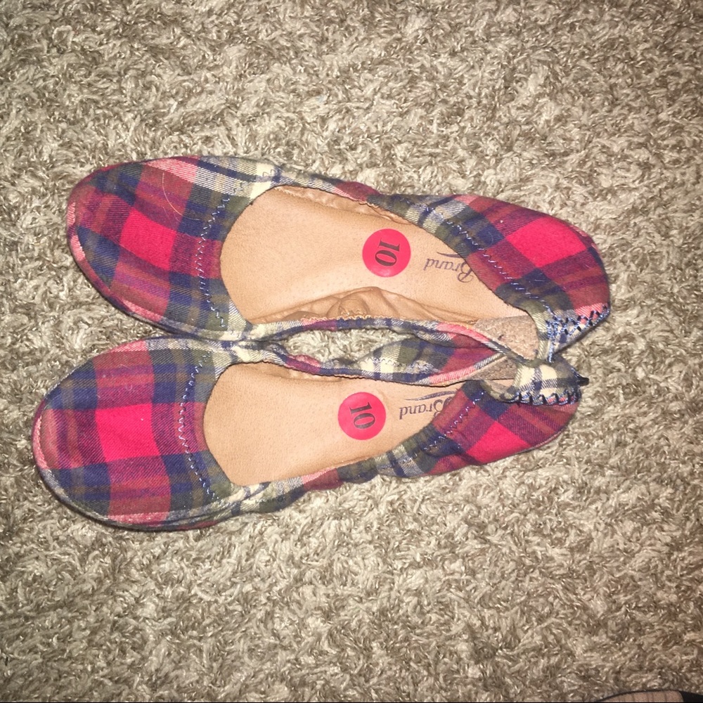 NWOT Lucky Brand Plaid Flats sz10
